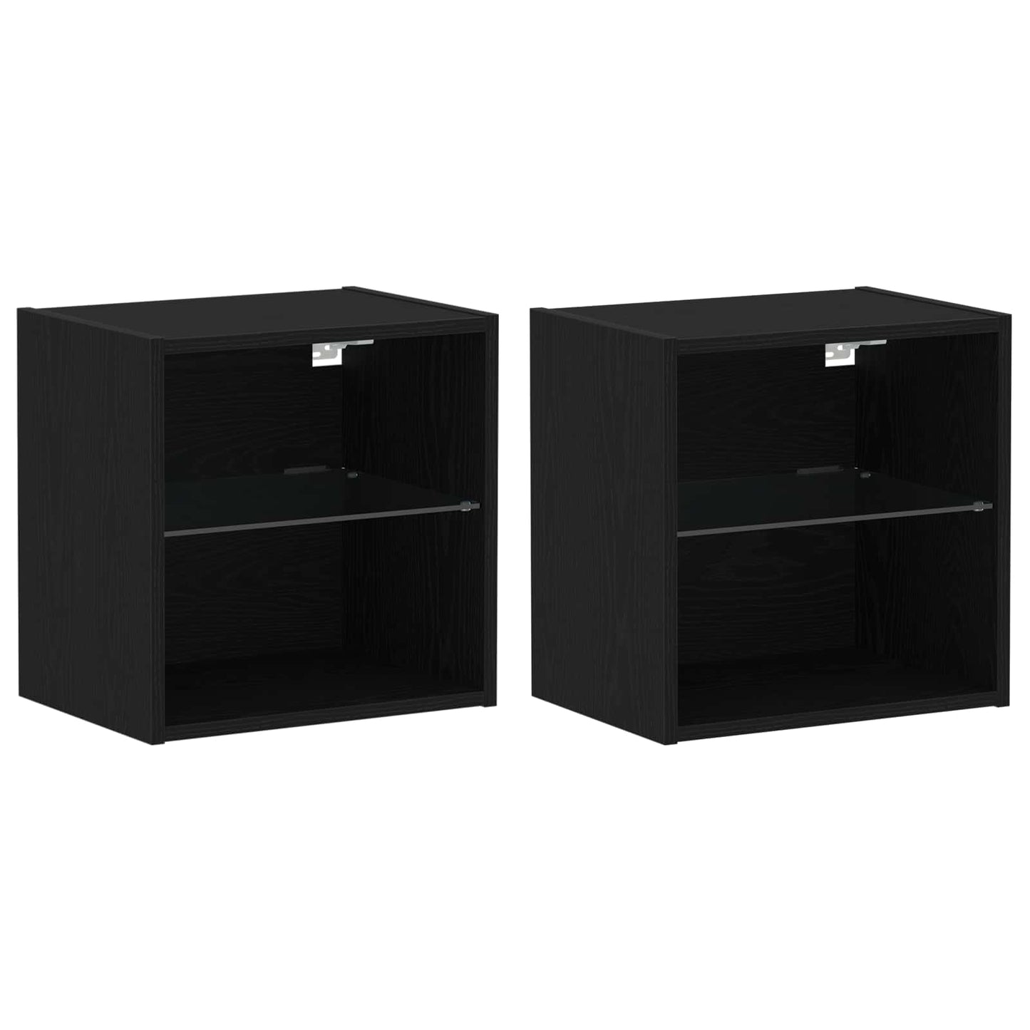 TV-bänkset med LED -remsljus 8 pcs Svart ek Konstruerat trä