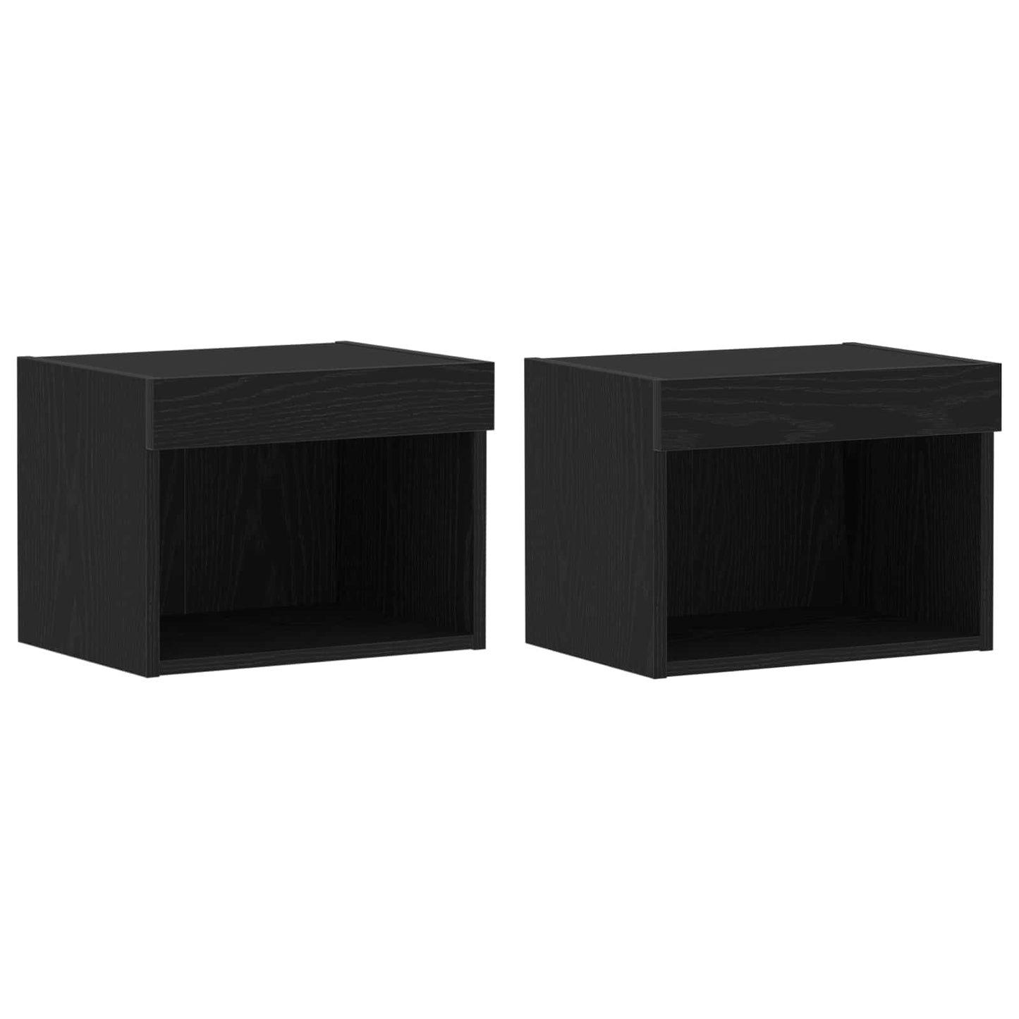 TV-bänkset med LED -remsljus 8 pcs Svart ek Konstruerat trä