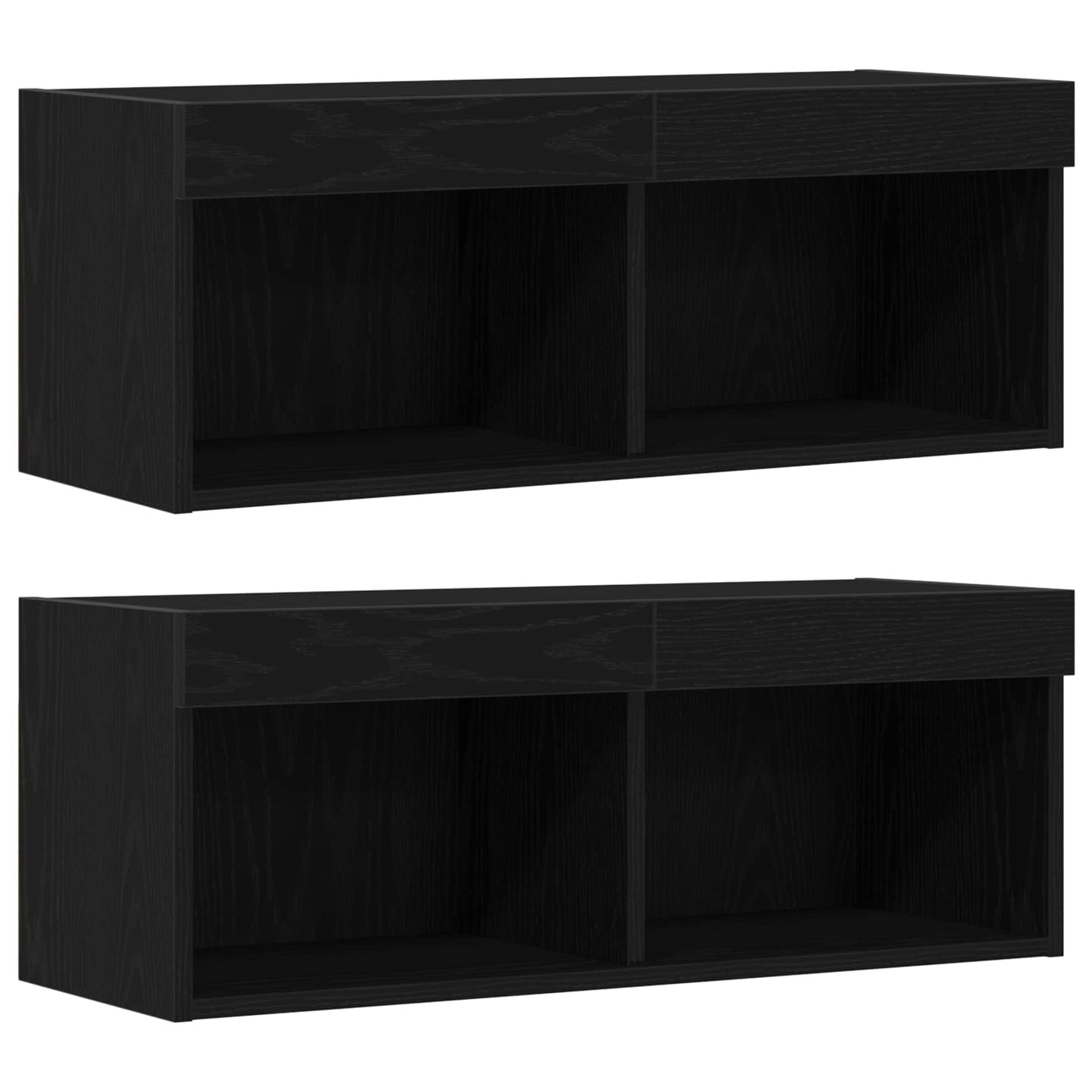 TV-skåp med LED -remsljus 4 pcs Svart ek Konstruerat trä