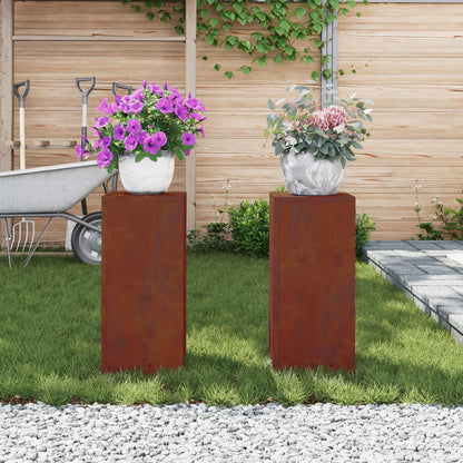 Utomhus Blomställning Växtstöd Piedestal 2 pcs Rostig 24 x 24 x 55 cm Väderbeständig stål
