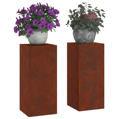 Utomhus Blomställning Växtstöd Piedestal 2 pcs Rostig 24 x 24 x 55 cm Väderbeständig stål