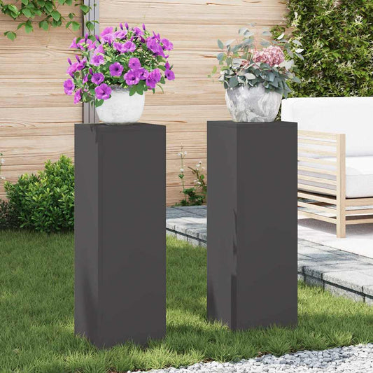 Utomhus Blomställning Växtstöd Piedestal 2 pcs Svart 24 x 24 x 75 cm Stål