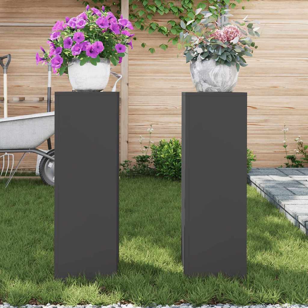 Utomhus Blomställning Växtstöd Piedestal 2 pcs Svart 24 x 24 x 75 cm Stål