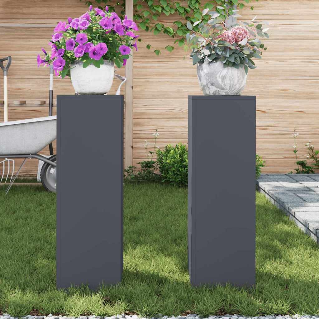 Utomhus Blomställning Växtstöd Piedestal 2 pcs Antracit 24 x 24 x 75 cm Stål