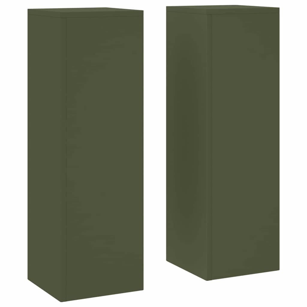 Utomhus Blomställning Växtstöd Piedestal 2 pcs Olivgrön 24 x 24 x 75 cm Stål