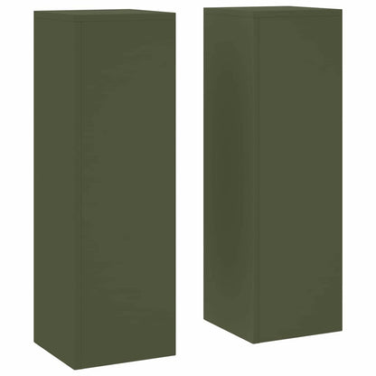 Utomhus Blomställning Växtstöd Piedestal 2 pcs Olivgrön 24 x 24 x 75 cm Stål
