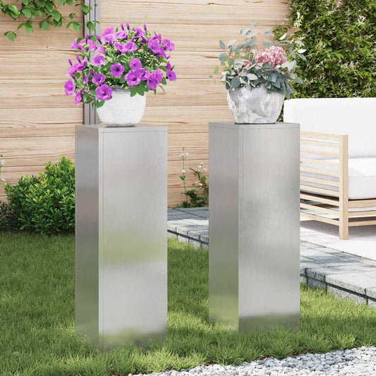 Växtställ 2 pcs Silver 24 x 24 x 75 cm Rostfritt stål