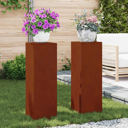 Utomhus Blomställning Växtstöd Piedestal 2 pcs Rostig 24 x 24 x 75 cm Väderbeständig stål