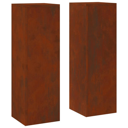 Utomhus Blomställning Växtstöd Piedestal 2 pcs Rostig 24 x 24 x 75 cm Väderbeständig stål