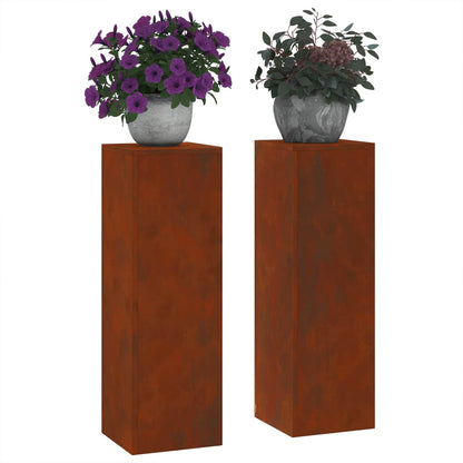 Utomhus Blomställning Växtstöd Piedestal 2 pcs Rostig 24 x 24 x 75 cm Väderbeständig stål
