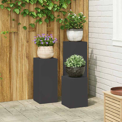 Utomhus Blomställning Växtstöd Piedestal 3 pcs Svart Stål