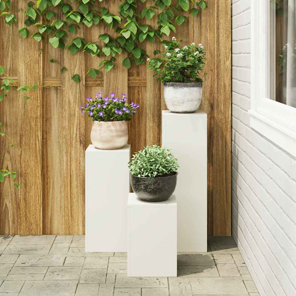 Utomhus Blomställning Växtstöd Piedestal 3 pcs Vit Stål