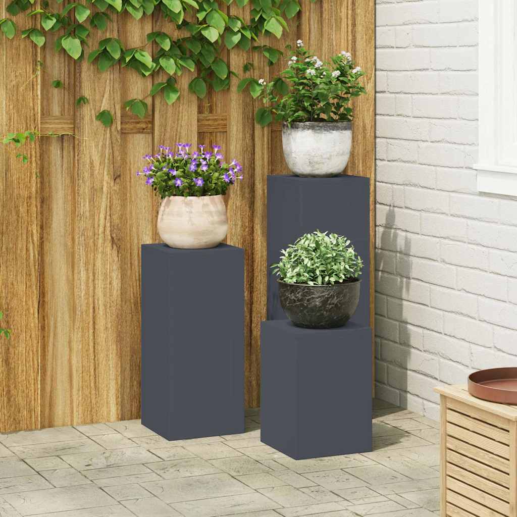 Utomhus Blomställning Växtstöd Piedestal 3 pcs Antracit Stål