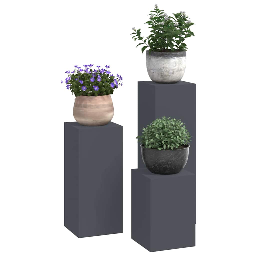 Utomhus Blomställning Växtstöd Piedestal 3 pcs Antracit Stål