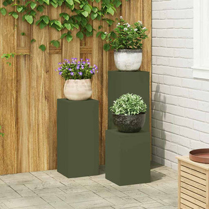 Utomhus Blomställning Växtstöd Piedestal 3 pcs Olivgrön Stål
