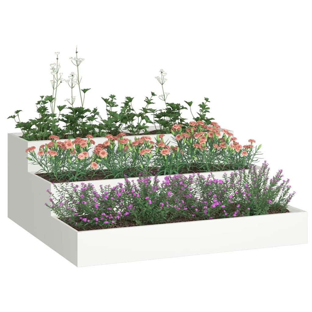 Utomhus Blomkruka Metall Vit 90 x 90 x 35 cm Kallvalsat stål
