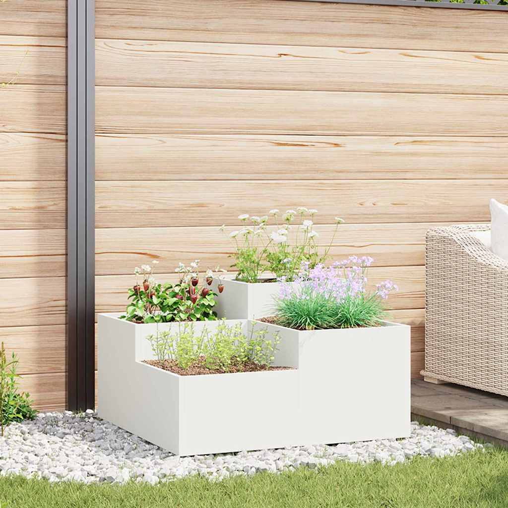 Utomhus Blomkruka Metall Vit 80 x 80 x 48 cm Stål