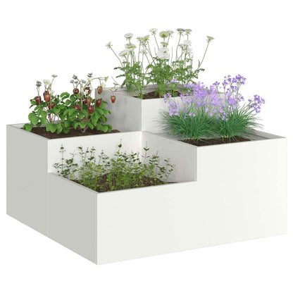 Utomhus Blomkruka Metall Vit 80 x 80 x 48 cm Stål