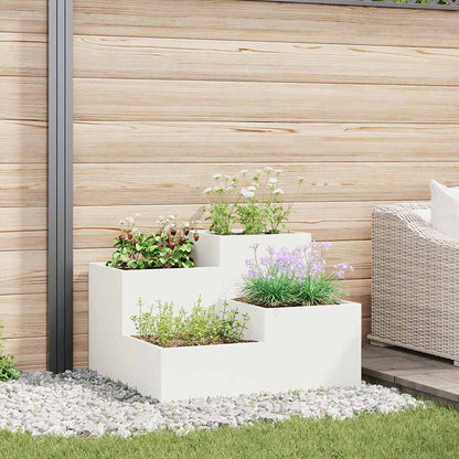 Utomhus Blomkruka Metall Vit 80 x 80 x 60 cm Stål
