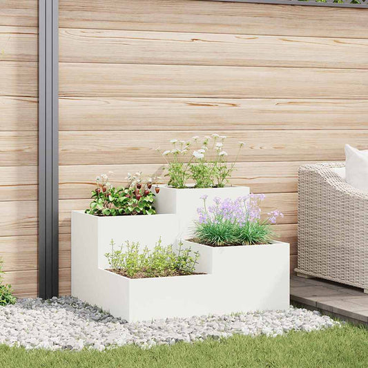 Utomhus Blomkruka Metall Vit 80 x 80 x 60 cm Stål