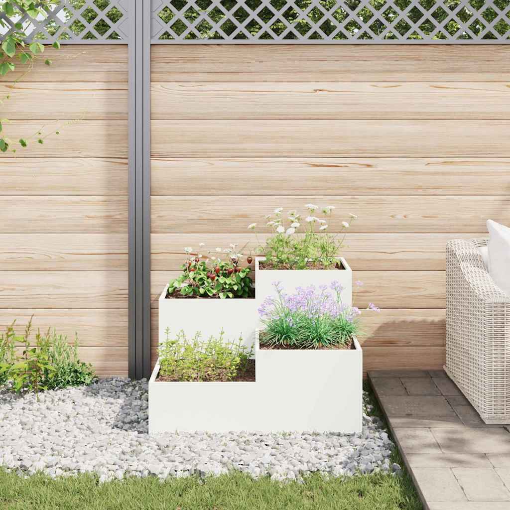 Utomhus Blomkruka Metall Vit 80 x 80 x 60 cm Stål