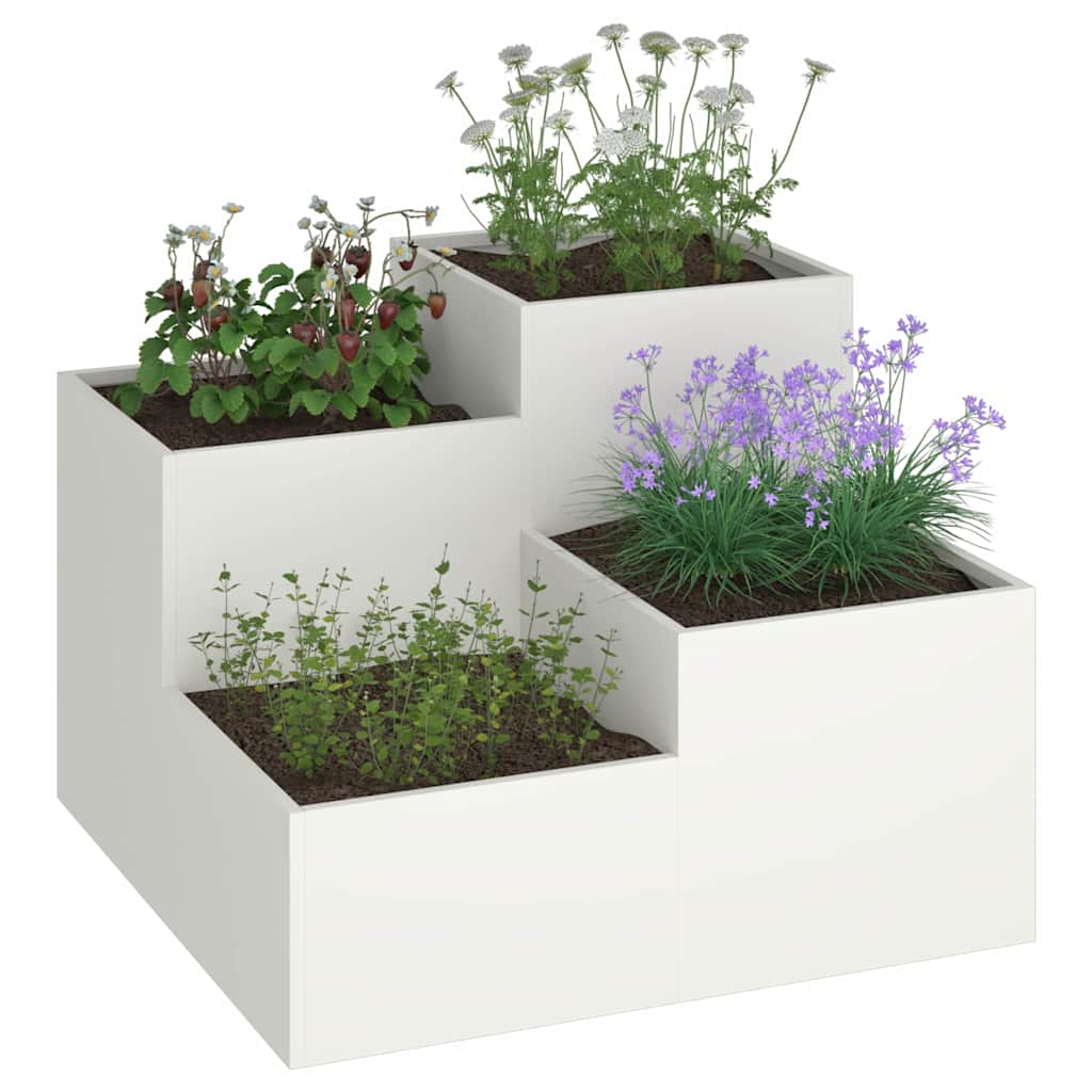Utomhus Blomkruka Metall Vit 80 x 80 x 60 cm Stål