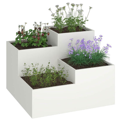 Utomhus Blomkruka Metall Vit 80 x 80 x 60 cm Stål