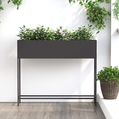 Utomhus Blomlåda Metall Svart 100 x 26 x 82 cm Stål