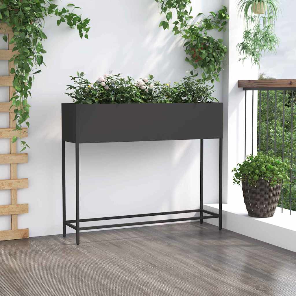 Utomhus Blomlåda Metall Svart 100 x 26 x 82 cm Stål