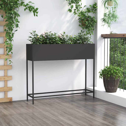 Utomhus Blomlåda Metall Svart 100 x 26 x 82 cm Stål