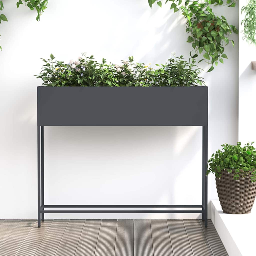 Utomhus Blomlåda Metall Antracit 100 x 26 x 82 cm Stål