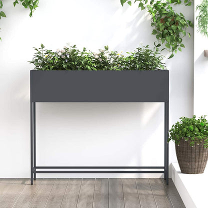 Utomhus Blomlåda Metall Antracit 100 x 26 x 82 cm Stål
