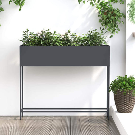 Utomhus Blomlåda Metall Antracit 100 x 26 x 82 cm Stål