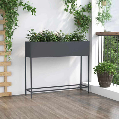 Utomhus Blomlåda Metall Antracit 100 x 26 x 82 cm Stål