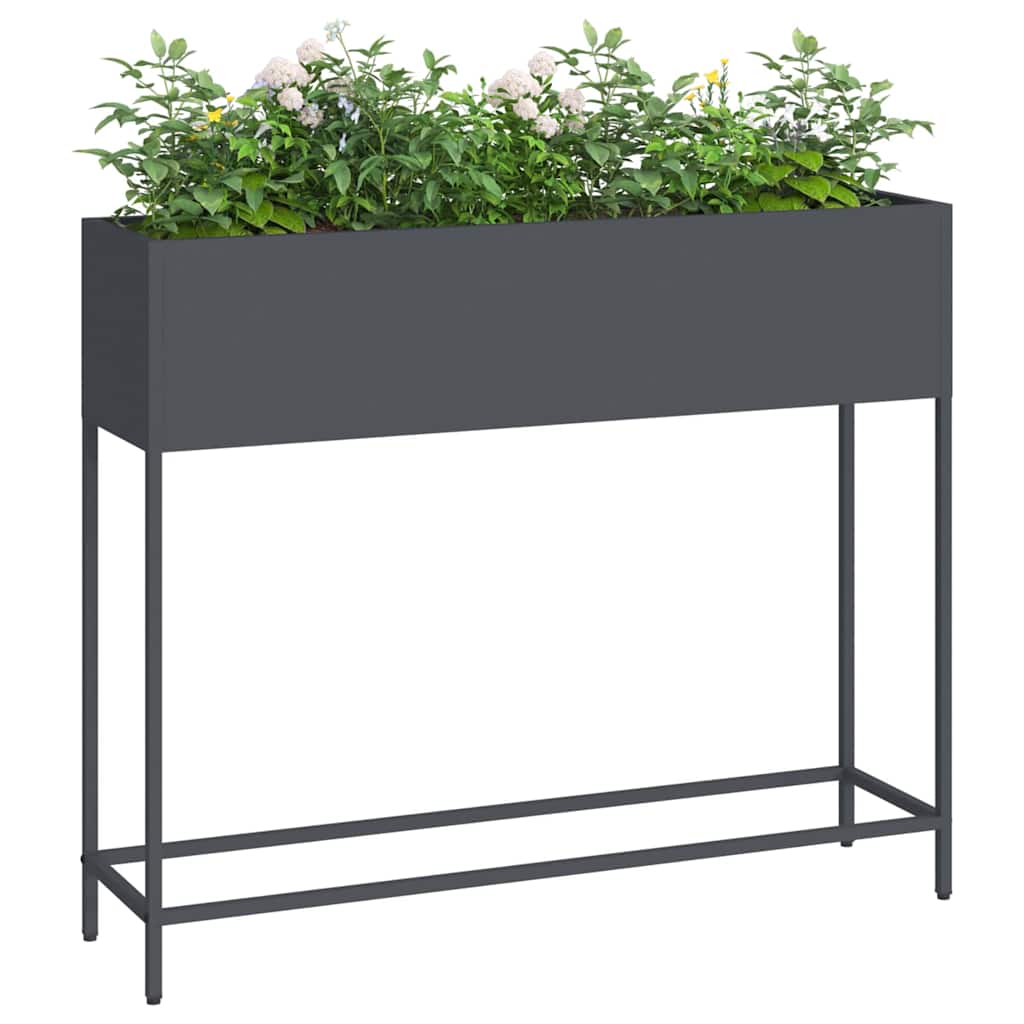 Utomhus Blomlåda Metall Antracit 100 x 26 x 82 cm Stål