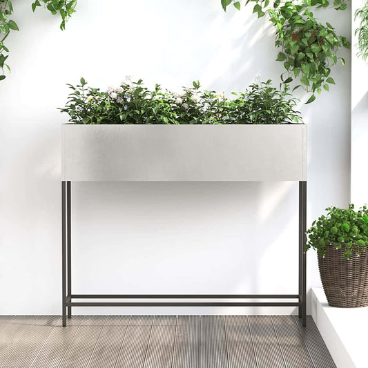 Höjdträdgårdsplanterare Silver 100 x 26 x 82 cm Rostfritt stål