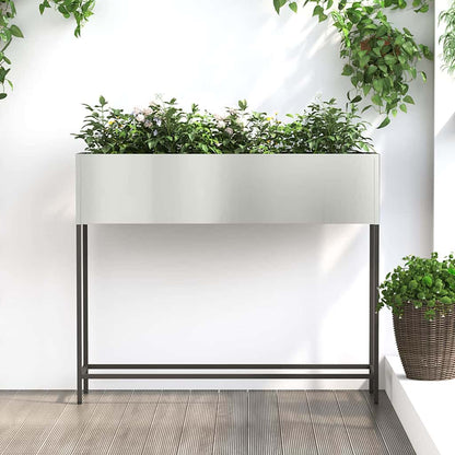 Utomhus Blomlåda Metall Silver 100 x 26 x 82 cm