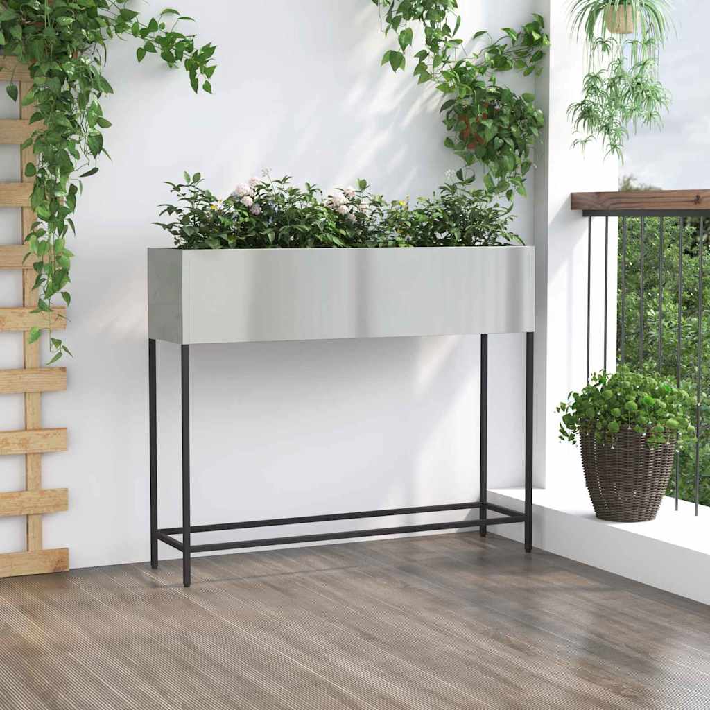Utomhus Blomlåda Metall Silver 100 x 26 x 82 cm