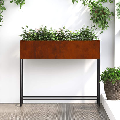 Utomhus Blomlåda Metall Rostig 100 x 26 x 82 cm