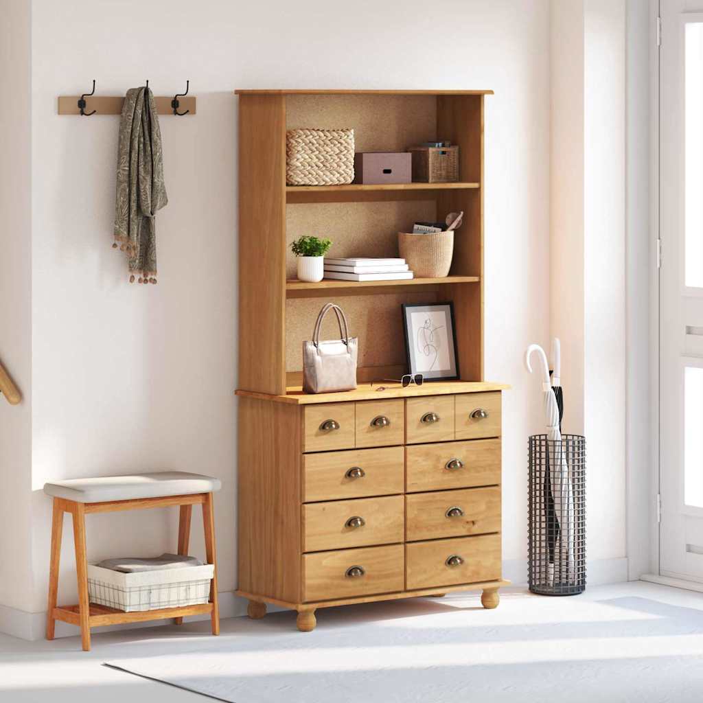 Hutch med låda ASKIM Honungsvax 91 x 40 x 184 cm Massiv furu