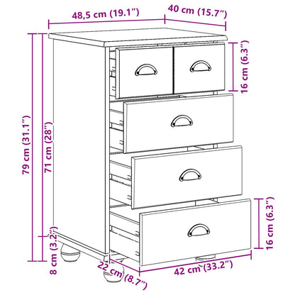 Byrå Vit ASKIM 45,8 x 40 x 79 cm Massiv furu 4 lådor