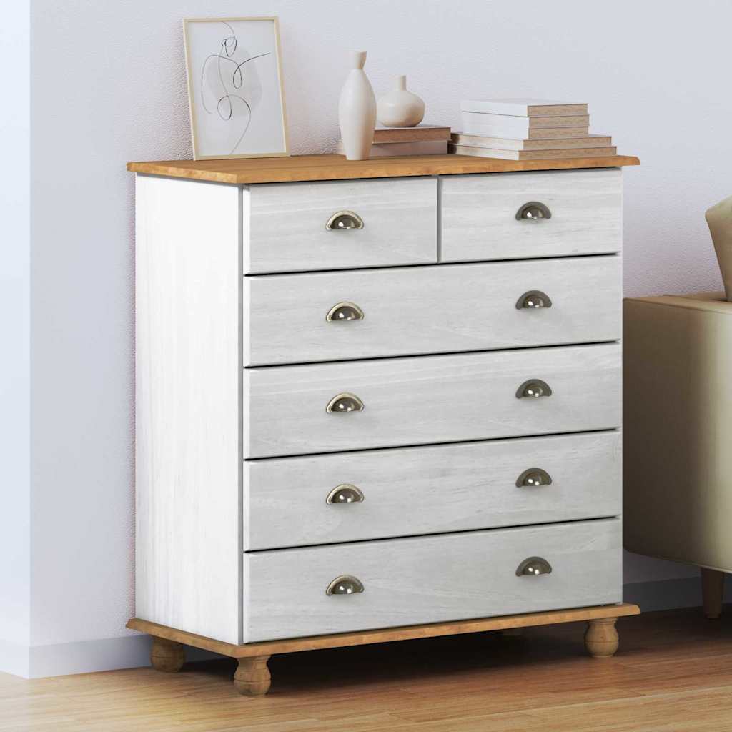 Byrå Vit ASKIM 91 x 40 x 95,5 cm Massiv furu 6 lådor