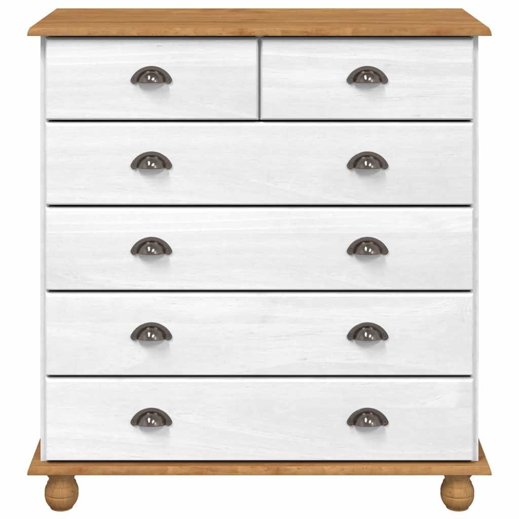 Byrå Vit ASKIM 91 x 40 x 95,5 cm Massiv furu 6 lådor