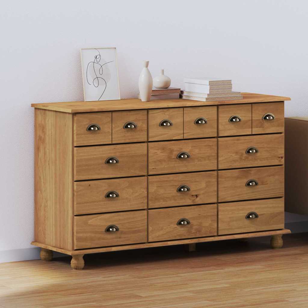 Byrå Brun ASKIM 79 x 40 x 133,5 cm Massiv furu 12 lådor