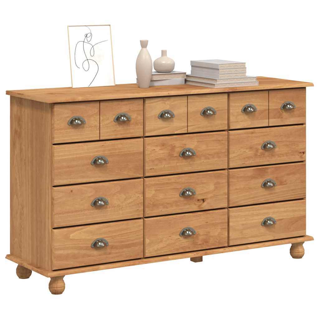 Byrå Brun ASKIM 79 x 40 x 133,5 cm Massiv furu 12 lådor