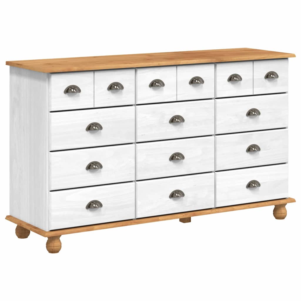 Byrå Vit ASKIM 79 x 40 x 133,5 cm Massiv furu 12 lådor