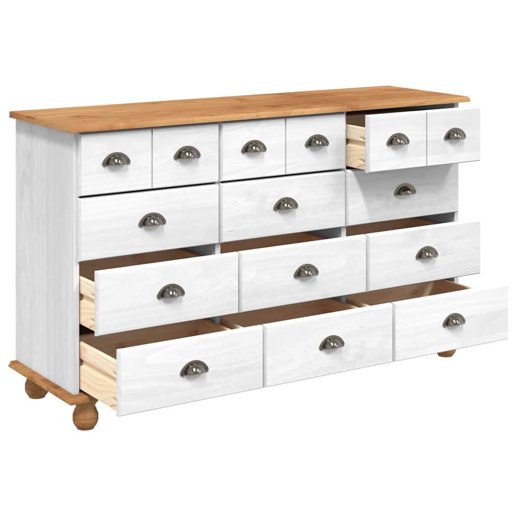 Byrå Vit ASKIM 79 x 40 x 133,5 cm Massiv furu 12 lådor