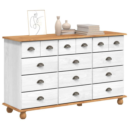 Byrå Vit ASKIM 79 x 40 x 133,5 cm Massiv furu 12 lådor