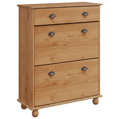 Skoställ Brun Skoskåp med låda ASKIM Brun 85 x 35 x 108 cm Massiv furu
