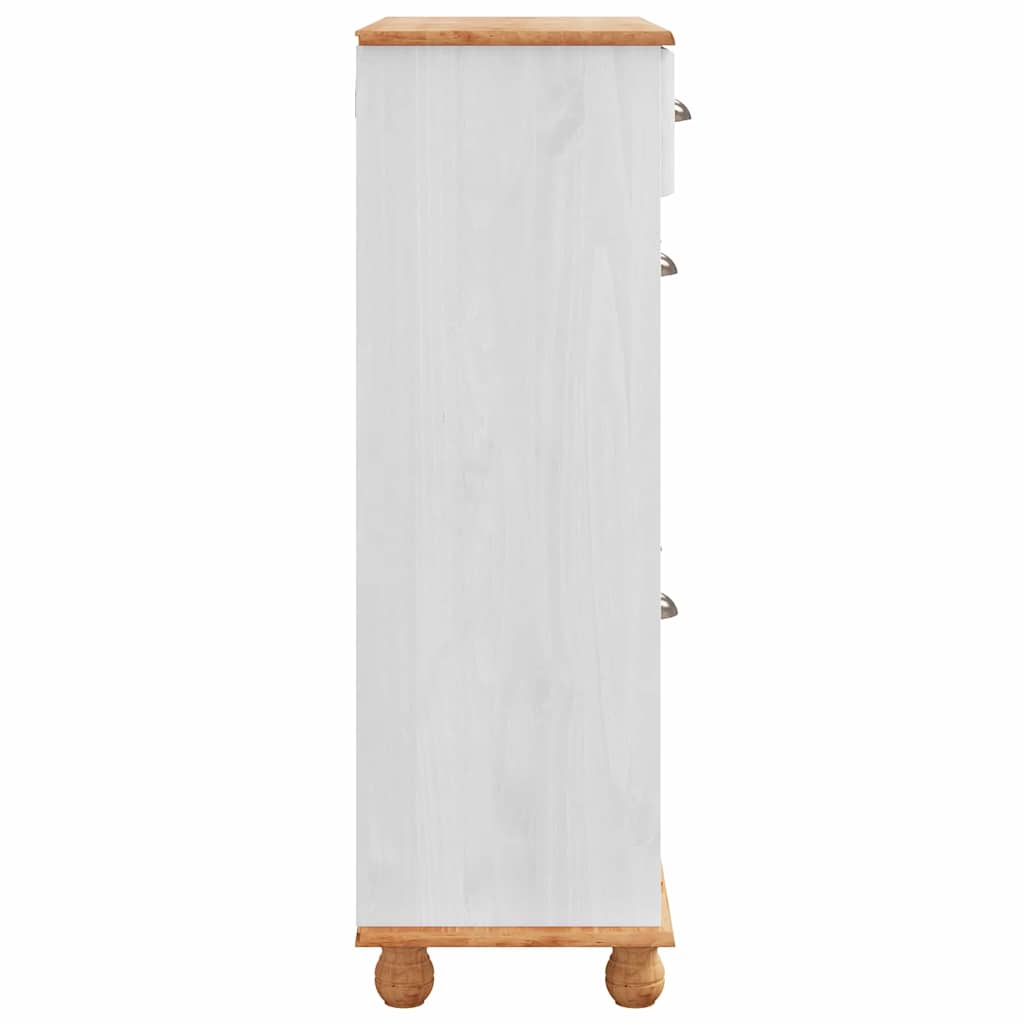 Skoställ Vit Skoskåp med låda ASKIM 85 x 35 x 108 cm Massiv furu
